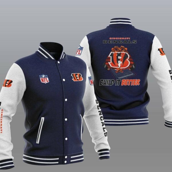 NFL Cincinnati Bengals Blue Build It Better Baseball Jacket