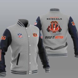NFL Cincinnati Bengals Grey Build It Better Baseball Jacket