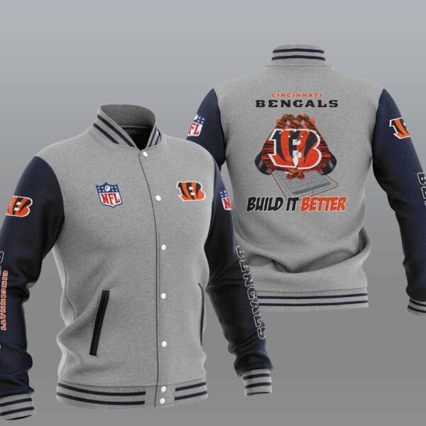 NFL Cincinnati Bengals Grey Build It Better Baseball Jacket