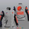 NFL Cleveland Browns Grey Baseball Jacket NFL Cleveland Browns Grey Baseball Jacket