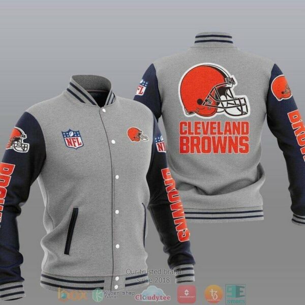 NFL Cleveland Browns Grey Baseball Jacket