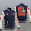 NFL Cleveland Browns Navy Blue Baseball Jacket NFL Cleveland Browns Navy Blue Baseball Jacket