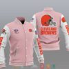 NFL Cleveland Browns Pink Baseball Jacket NFL Cleveland Browns Pink Baseball Jacket