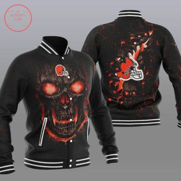 NFL Cleveland Browns Skull Baseball Jacket