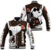 NFL Cleveland Browns White Snoopy Baseball Jacket NFL Cleveland Browns White Snoopy Baseball Jacket