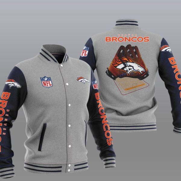 NFL Denver Broncos Grey Baseball Jacket