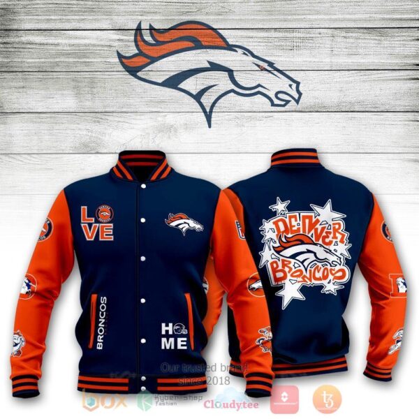 NFL Denver Broncos Navy Blue Orange Baseball Jacket