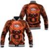 NFL Denver Broncos Skull Orange Baseball Jacket NFL Denver Broncos Skull Orange Baseball Jacket