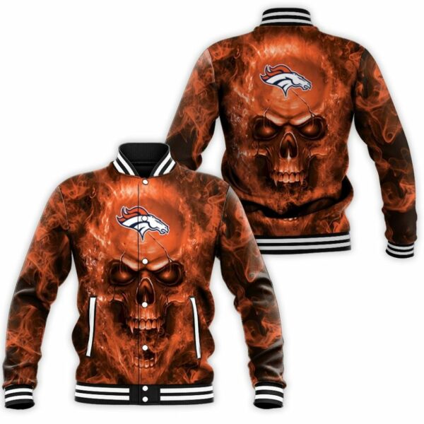 NFL Denver Broncos Skull Orange Baseball Jacket