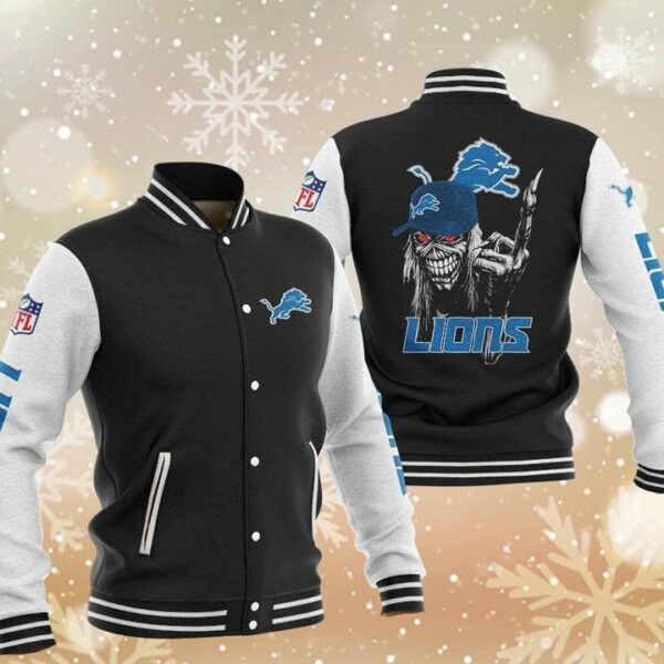 NFL Detroit Lions Black Iron Maiden Baseball Jacket