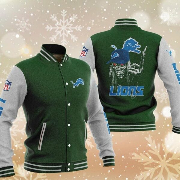 NFL Detroit Lions Green Iron Maiden Baseball Jacket