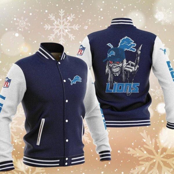 NFL Detroit Lions Navy Iron Maiden Baseball Jacket