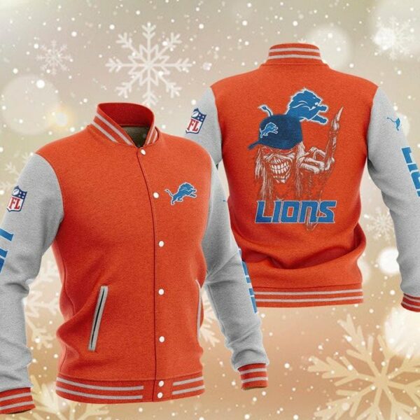 NFL Detroit Lions Orange Iron Maiden Baseball Jacket