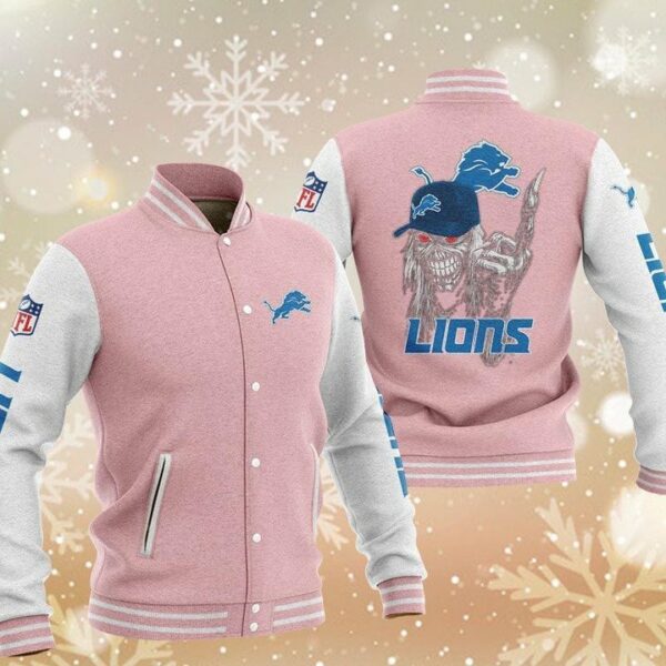 NFL Detroit Lions Pink Iron Maiden Baseball Jacket