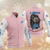 NFL Detroit Lions Pink Skull Baseball Jacket NFL Detroit Lions Pink Skull Baseball Jacket