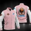 NFL Detroit Lions Pink Skull Baseball Jacket V2 NFL Detroit Lions Pink Skull Baseball Jacket V2