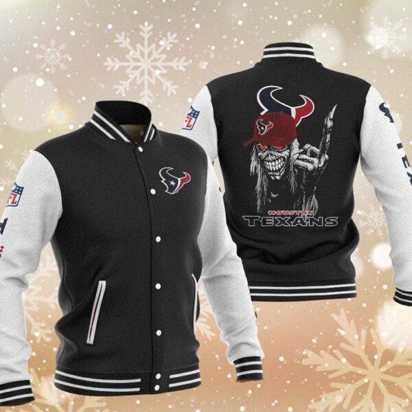 NFL Houston Texans Black Iron Maiden Baseball Jacket