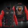 NFL Houston Texans Black Red Skull Baseball Jacket NFL Houston Texans Black Red Skull Baseball Jacket