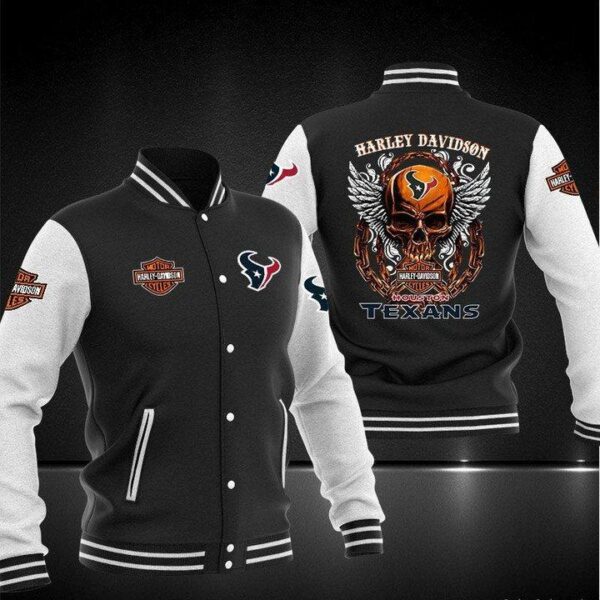 NFL Houston Texans Black Skull Baseball Jacket