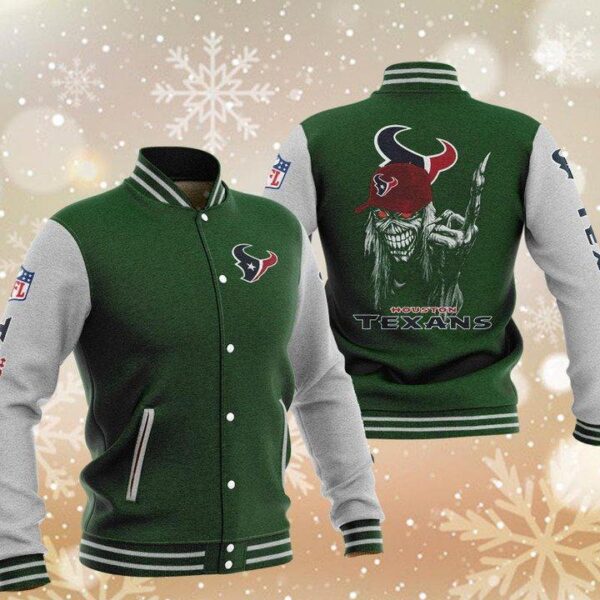 NFL Houston Texans Green Iron Maiden Baseball Jacket