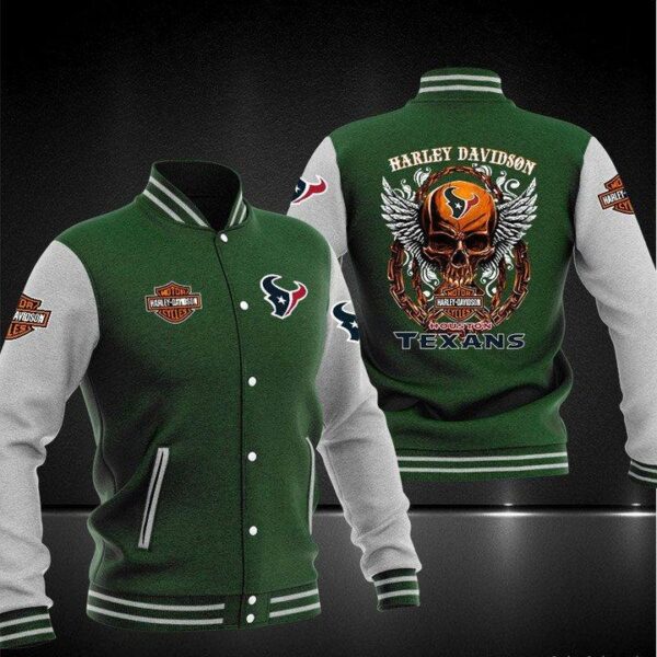 NFL Houston Texans Green Skull Baseball Jacket