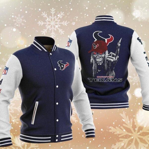 NFL Houston Texans Navy Iron Maiden Baseball Jacket