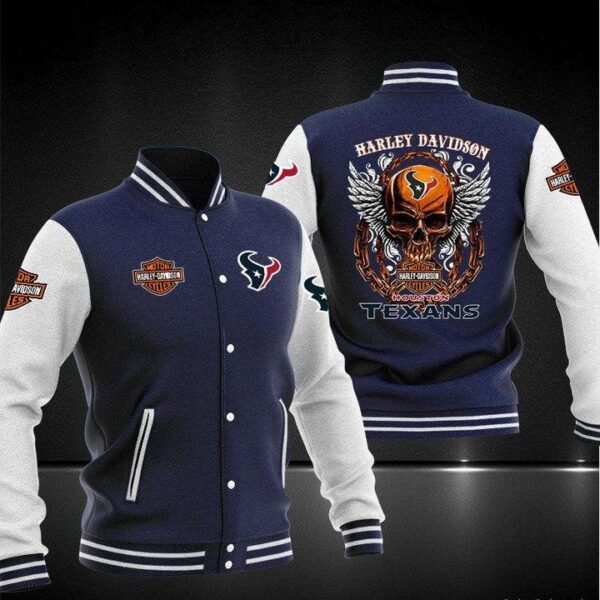 NFL Houston Texans Navy Skull Baseball Jacket