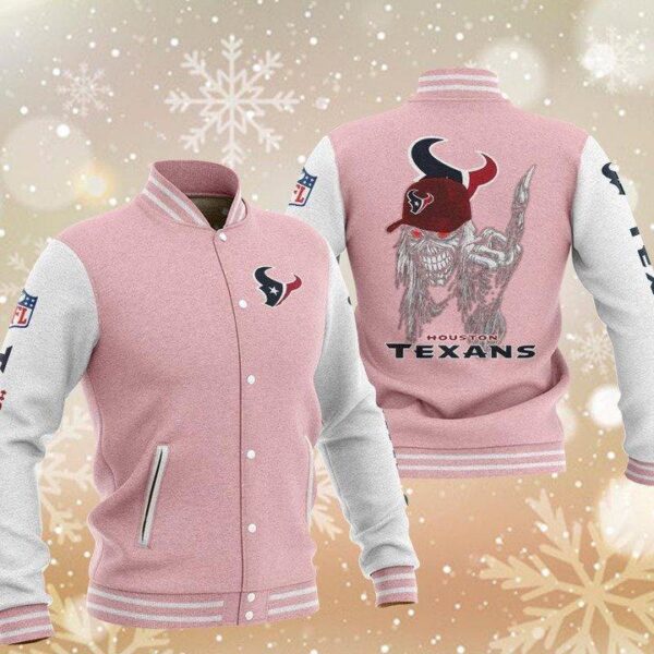 NFL Houston Texans Pink Iron Maiden Baseball Jacket