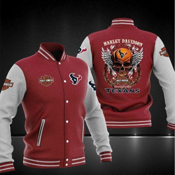 NFL Houston Texans Red Skull Baseball Jacket