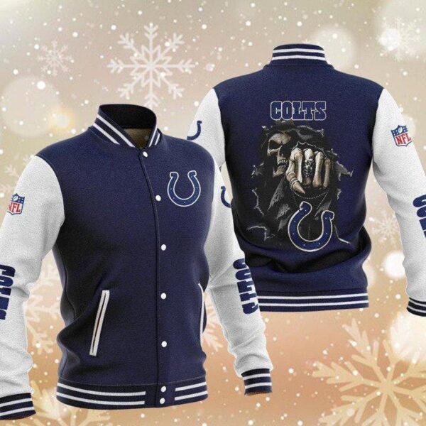 NFL Indianapolis Colts Navy Skull Baseball Jacket