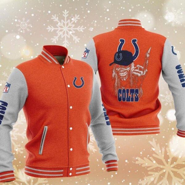 NFL Indianapolis Colts Orange Iron Maiden Baseball Jacket