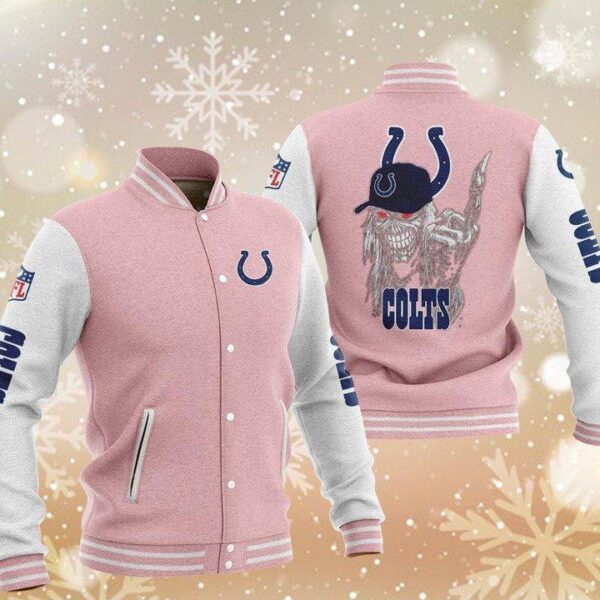 NFL Indianapolis Colts Pink Iron Maiden Baseball Jacket