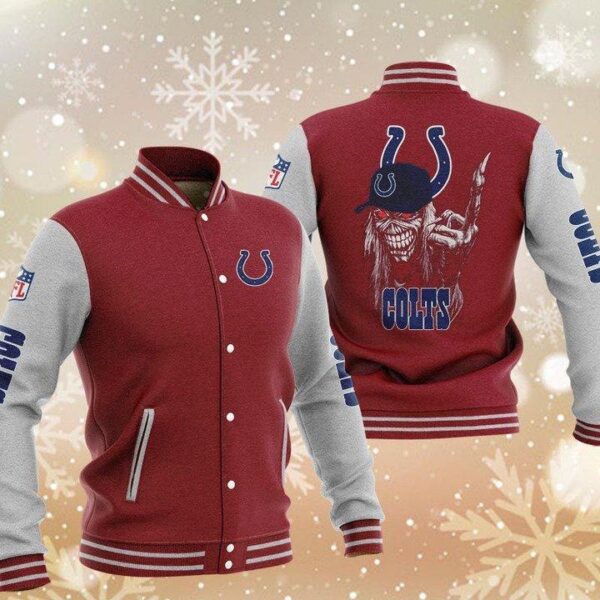 NFL Indianapolis Colts Red Iron Maiden Baseball Jacket