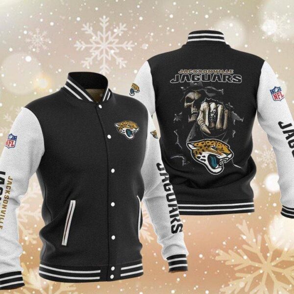 NFL Jacksonville Jaguars Black Skull Baseball Jacket