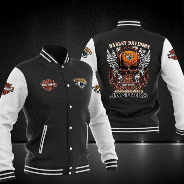 NFL Jacksonville Jaguars Black Skull Baseball Jacket V2