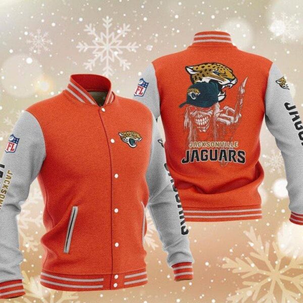 NFL Jacksonville Jaguars Iron Maiden Orange Baseball Jacket