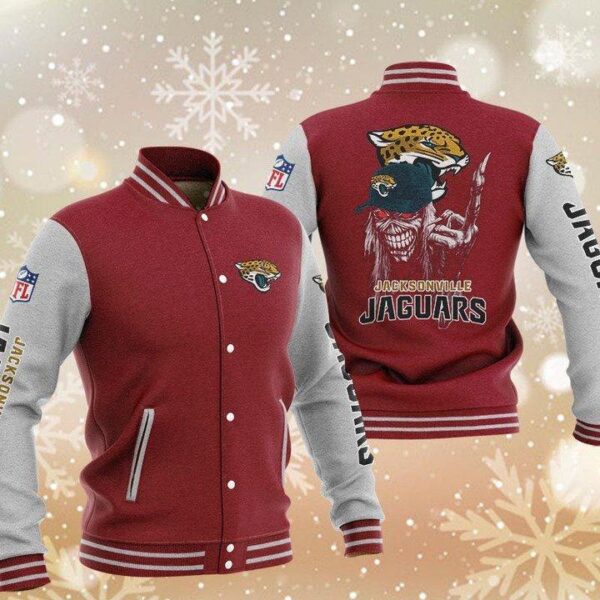 NFL Jacksonville Jaguars Iron Maiden Red Baseball Jacket