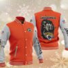 NFL Jacksonville Jaguars Orange Skull Baseball Jacket NFL Jacksonville Jaguars Orange Skull Baseball Jacket
