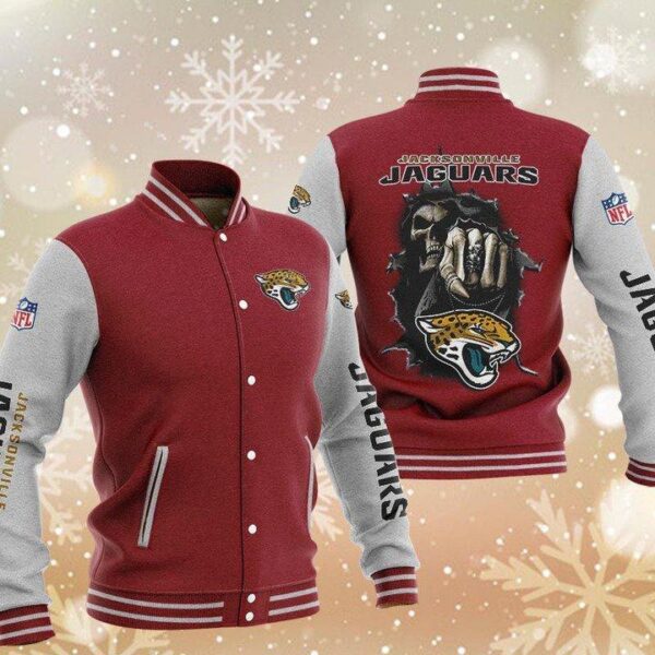 NFL Jacksonville Jaguars Red Skull Baseball Jacket