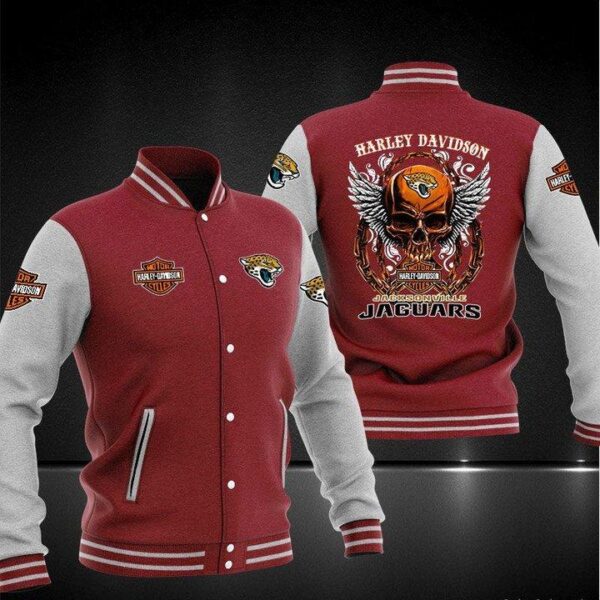 NFL Jacksonville Jaguars Red Skull Baseball Jacket V2