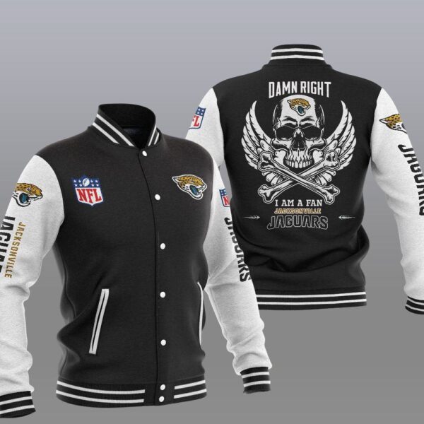 NFL Jacksonville Jaguars Wings Skull Baseball Jacket for fan