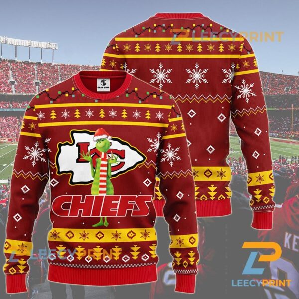 NFL Kansas City Chiefs Funny Grinch Christmas Ugly Sweater