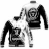 NFL Las Vegas Raiders Black White Baseball Jacket NFL Las Vegas Raiders Black White Baseball Jacket