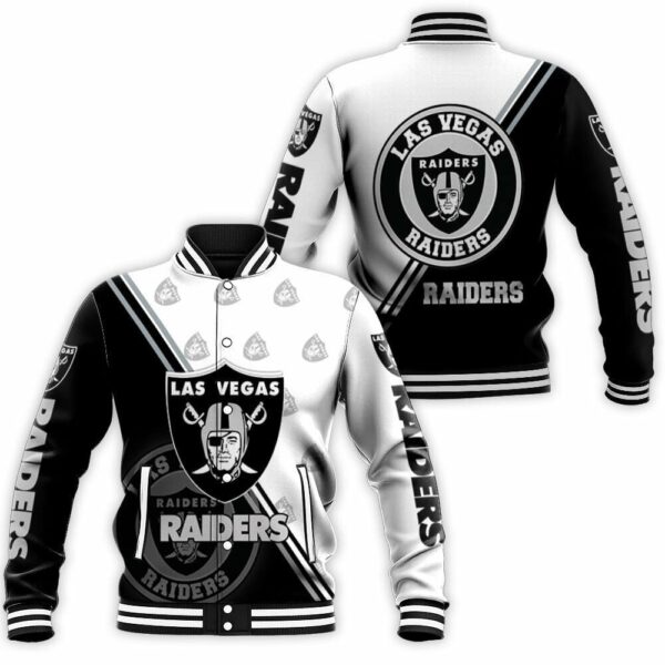 NFL Las Vegas Raiders Black White Baseball Jacket