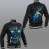 NFL Los Angeles Chargers Skull Black Baseball Jacket NFL Los Angeles Chargers Skull Black Baseball Jacket