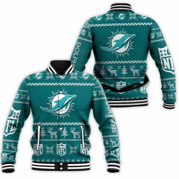 NFL Miami Dolphins Aqua Baseball Jacket