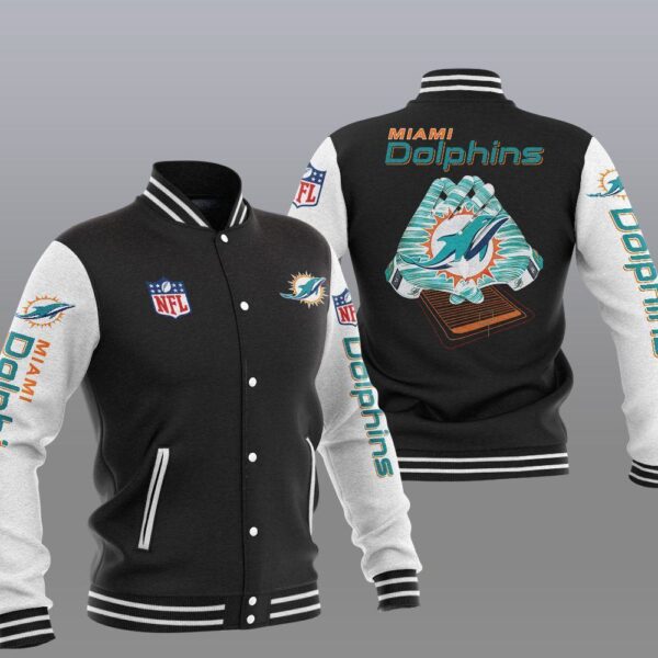 NFL Miami Dolphins Black Baseball Jacket