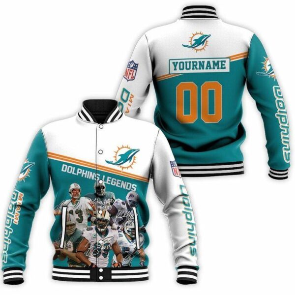 NFL Miami Dolphins Custom Name Number Legends Baseball Jacket