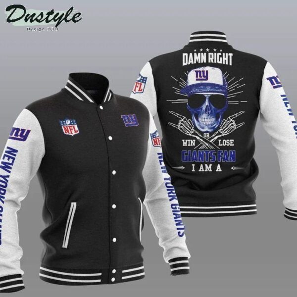 NFL New York Giants Black Damn Right Baseball Jacket