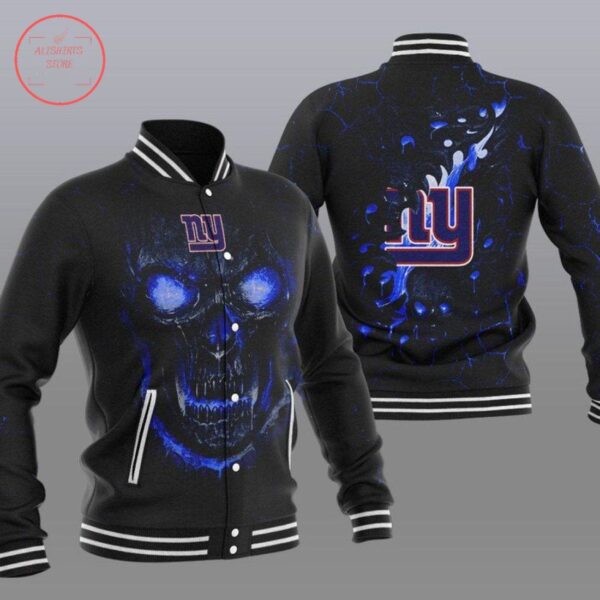 NFL New York Giants Black Skull Baseball Jacket